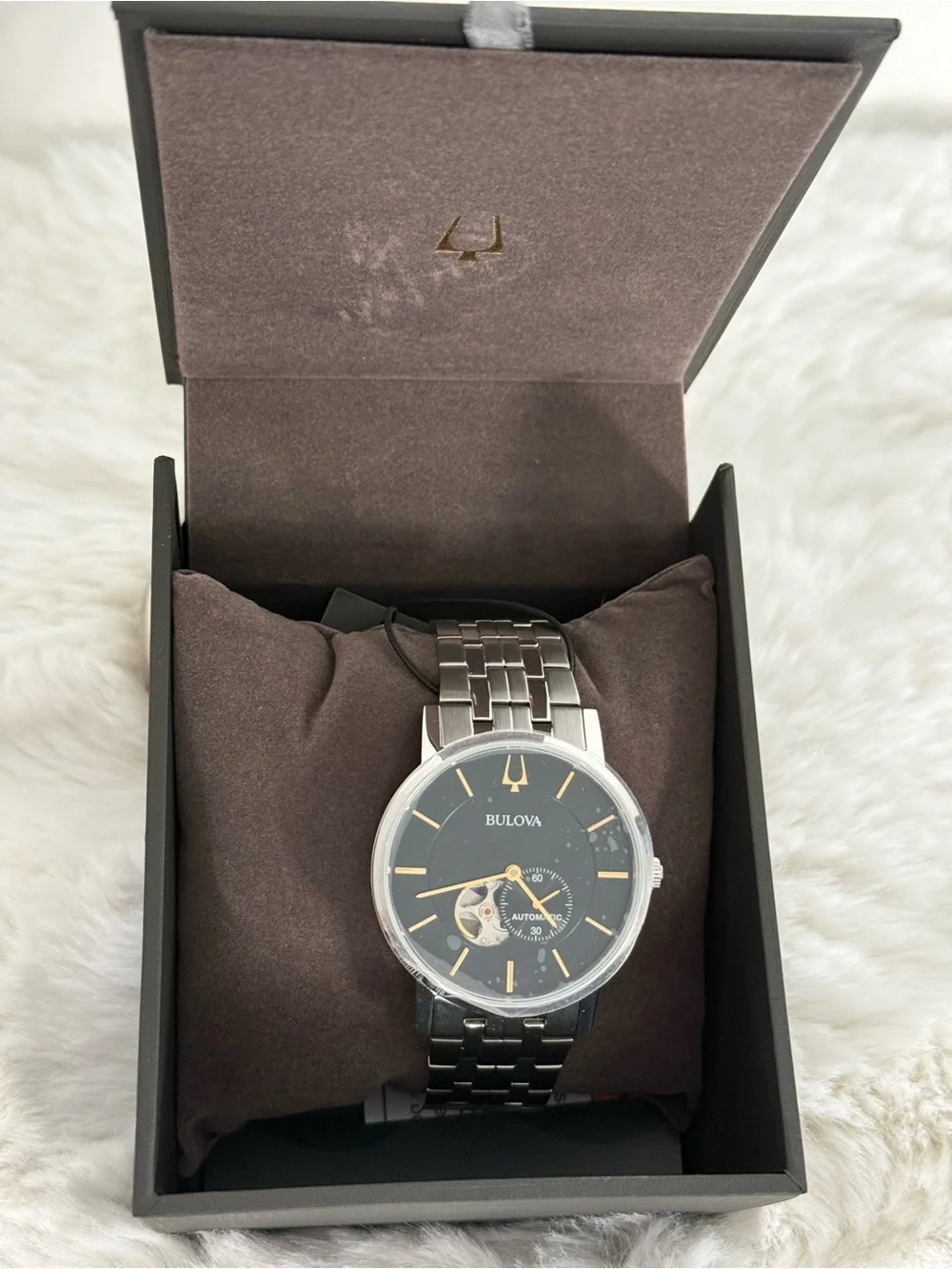 Bulova American Clipper Automatic Men’s Watch 96A305 Black Dial NWT Box